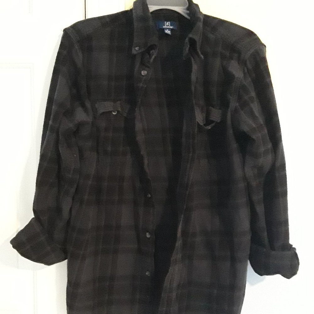 [george] black plaid thicker flannel